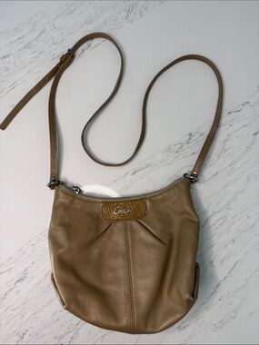 Coach Ashley Beige/Tan Leather Crossbody Shoulder Bag